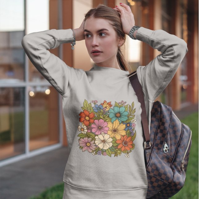 Wild Flowers Pastel Colors Botanical Sweatshirt (Creator Uploaded)