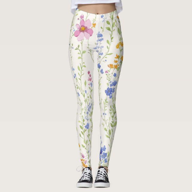 Wild flowers Pattern  Leggings (Front)