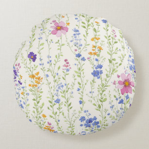 Wild flowers Pattern Round Pillow