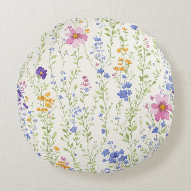 Wild flowers Pattern  Round Pillow (Front)