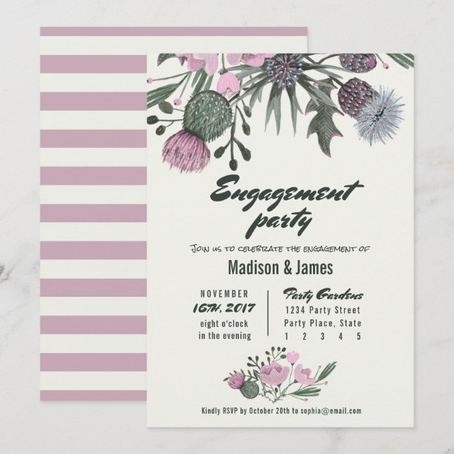 Wild Flowers | pink | Engagement Party Invitations (Front/Back)