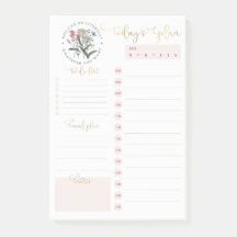 Wild Flowers Pink Gold Daily Planning To Do List P