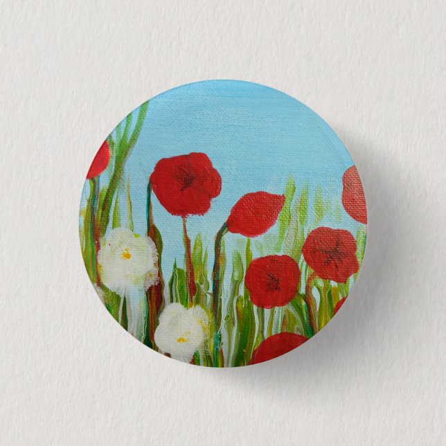 Wild flowers poppies and daisies button (Front)