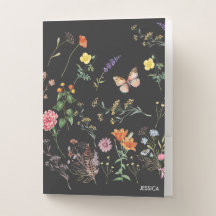 Wild Flowers Pressed Floral Name Pocket Folder