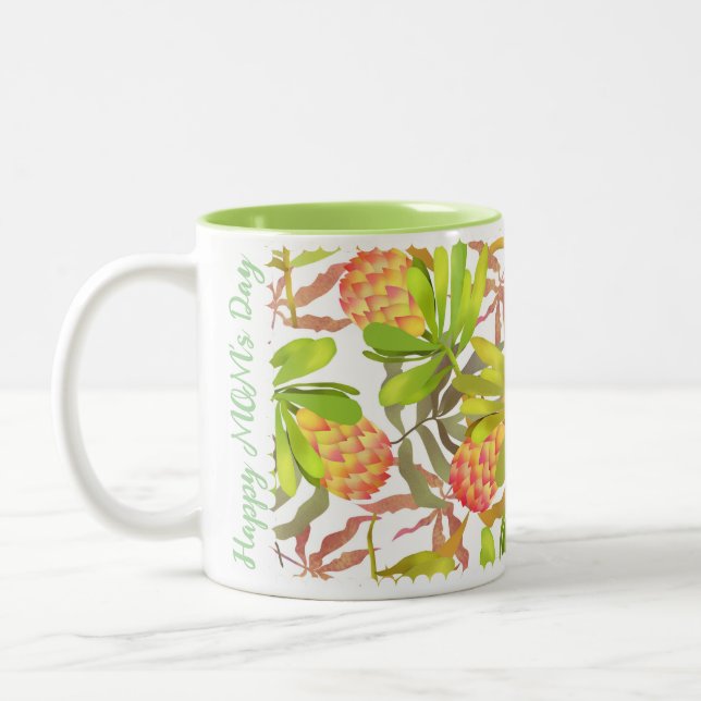 Wild Flowers Protea White Two-Tone Coffee Mug (Left)