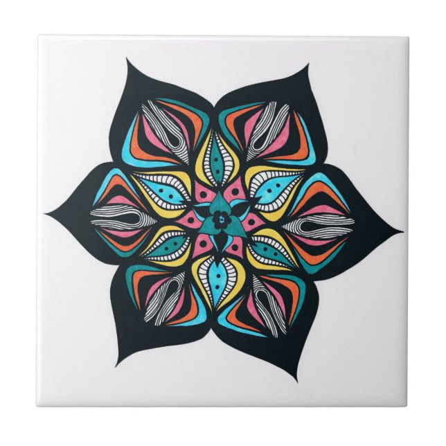 wild flowers: psycho colored ceramic tile (Front)