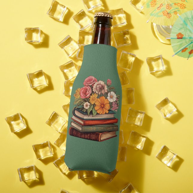 Wild Flowers Retro Books Bottle Cooler (In Situ Summer)