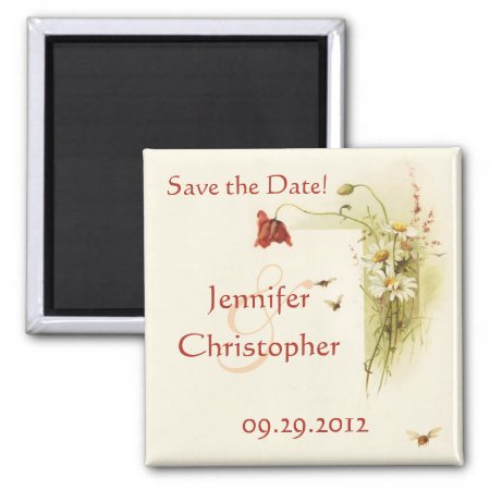 Wild Flowers Save The Date Magnet