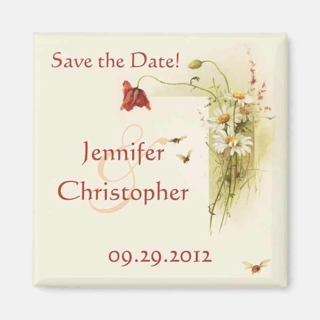 Wild flowers save the date magnet (Front)