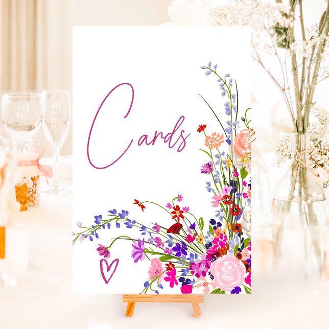 Wild flowers script cards bridal shower  foam board (Wild flowers script cards bridal shower foam board)