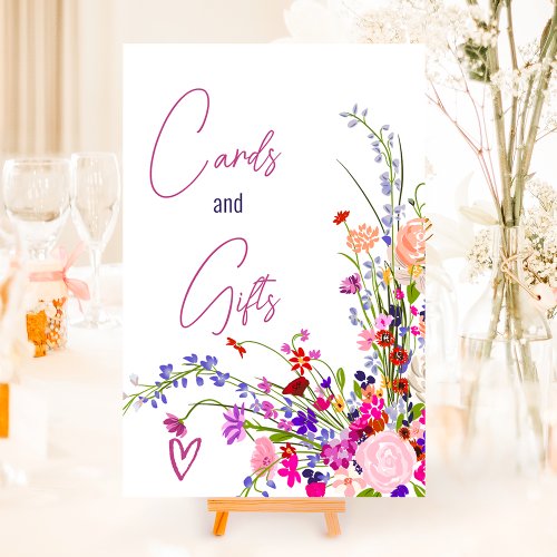 Wild flowers script cards gifts bridal shower  foam board