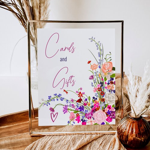 Wild flowers script cards gifts bridal shower  poster