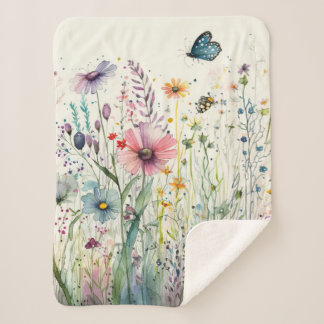 Wild Flowers Sherpa Blanket