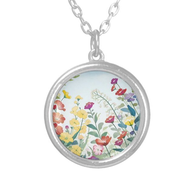 Wild Flowers Silver Plated Necklace (Front)
