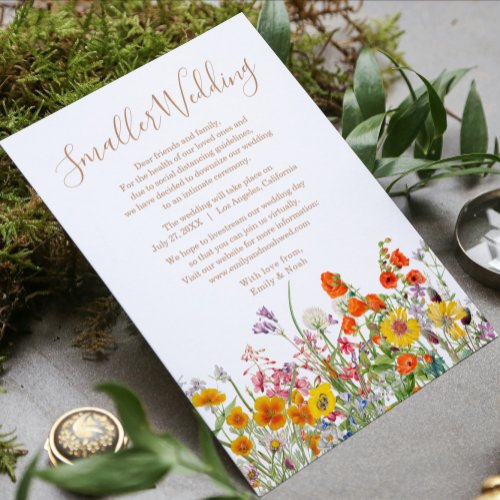 Wild Flowers Smaller Wedding Change of Plans Holiday Card