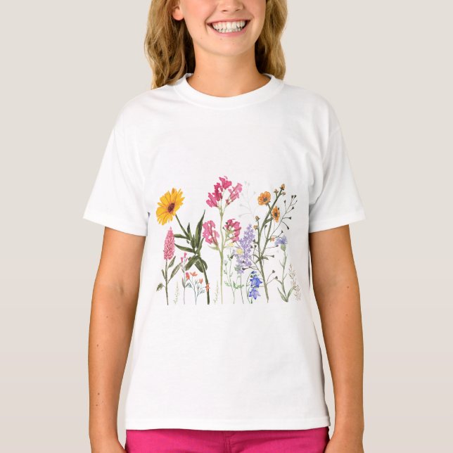 Women's Boho Wildflower Cottagecore Graphic Tee - Vintage Butterfly Floral Botanical Garden Lover Top