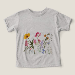 Wild Flowers T-Shirt, Vintage Botanical Kids Tee,  Toddler T-shirt