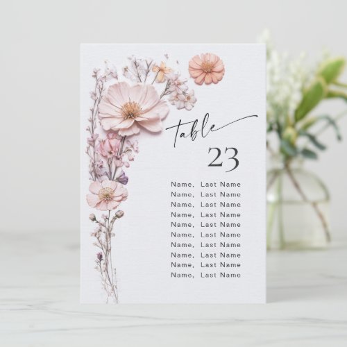 Wild Flowers Table Number Cards Seating Chart