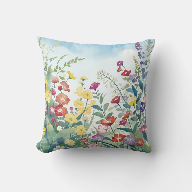 Wild Flowers Throw Pillow (Front)