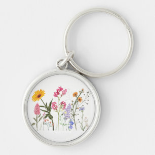 Wild Flowers , Vintage Botanical  , Pastel Floral  Keychain
