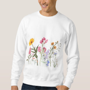 Wild Flowers , Vintage Botanical Pastel Floral Sweatshirt