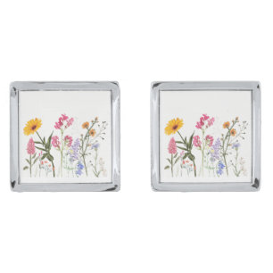 Wild Flowers , Vintage Botanical style flowers  Cufflinks