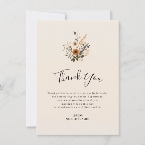 Wild Flowers Vintage Floral Bohemian Thank You Invitation