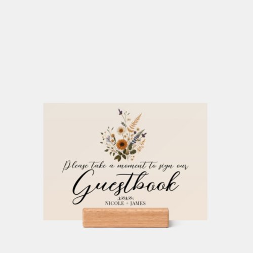 Wild Flowers Vintage Floral Bohemian Wedding Sign Holder