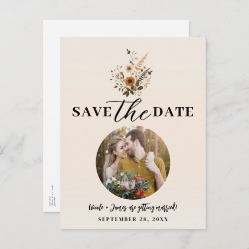 Wild Flowers Vintage Floral Boho Save the Date  Announcement Postcard