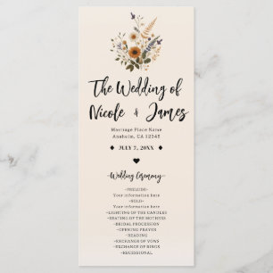 Wild Flowers Vintage Floral Boho Wedding Program