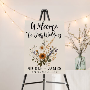 Wild Flowers Vintage Floral Bunch Bohemian Wedding Foam Board