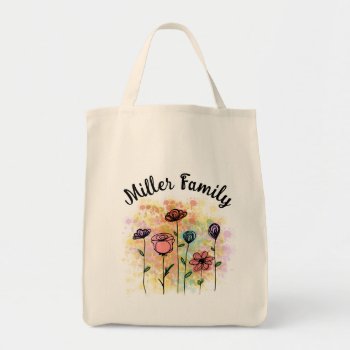 Wild Flowers Watercolor Family Tote Bag by SugSpc_Invitations at Zazzle
