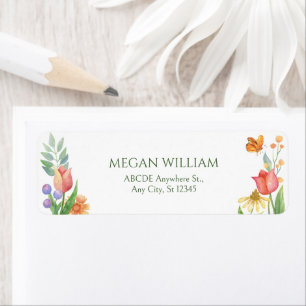 Wild flowers watercolor label