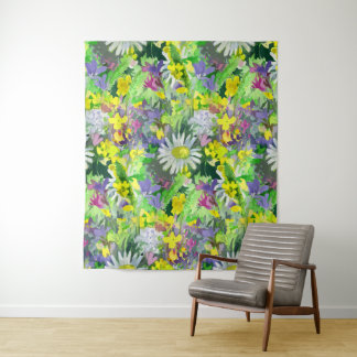 Wild flowers watercolor tapestry