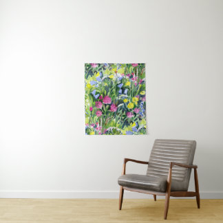 Wild flowers watercolor tapestry