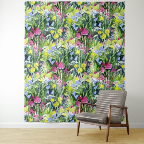 Wild flowers watercolor  tapestry