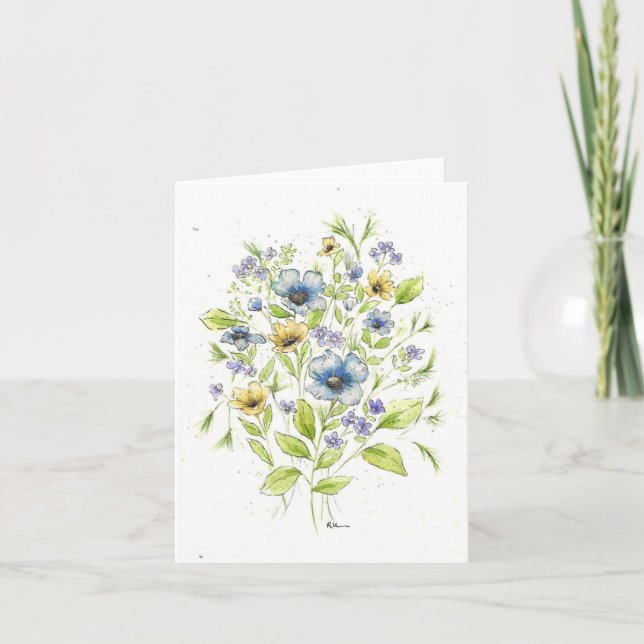 Wild flowers watercolored note cards (Front)