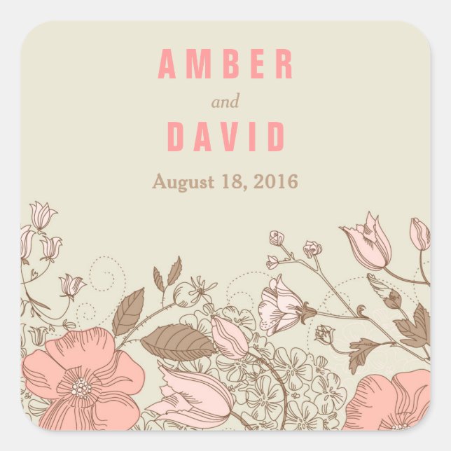 Wild Flowers Wedding Favor Stickers (Front)