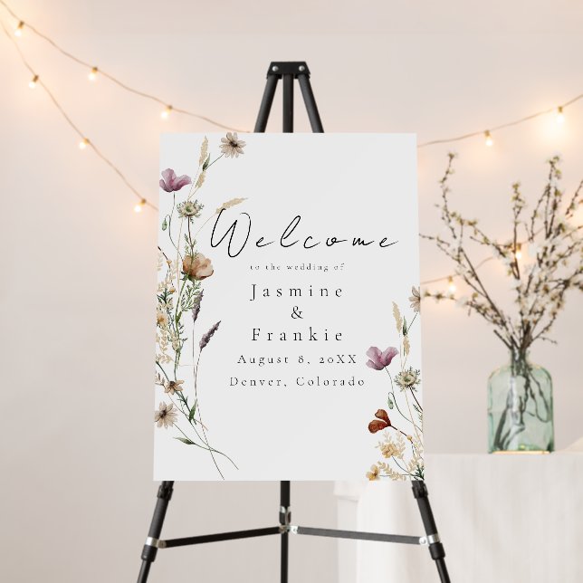 Wild Flowers Wedding Foam Board Welcome Sign (In Situ (Stand))