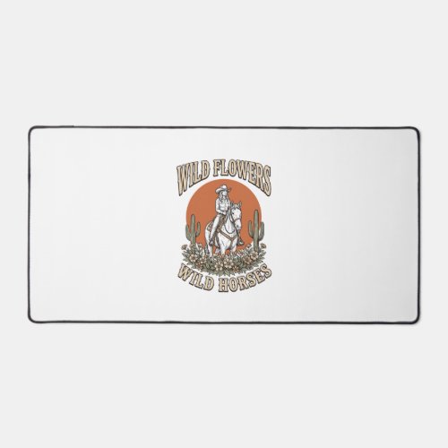 Wild Flowers Wild Horses Western Cowgirl Shirt Des Desk Mat