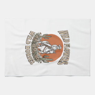 Wild Flowers Wild Horses Western Cowgirl Shirt Des Kitchen Towel