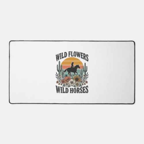 Wild Flowers Wild Horses Western Floral Shirt Desi Desk Mat