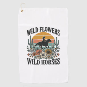 Wild Flowers Wild Horses Western Floral Shirt Desi Golf Towel