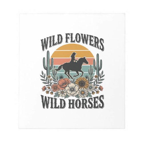 Wild Flowers Wild Horses Western Floral Shirt Desi Notepad