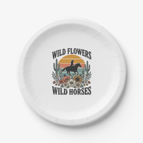 Wild Flowers Wild Horses Western Floral Shirt Desi Paper Plates