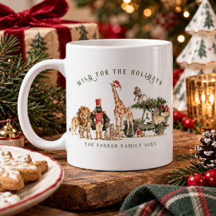 Wild for the Holidays Watercolor Safari Family Coffee Mug