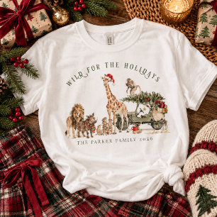 Wild for the Holidays Watercolor Safari Family T-Shirt