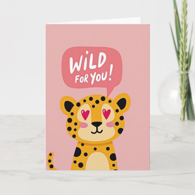 Wild For You Cute Leopard Card (Front)
