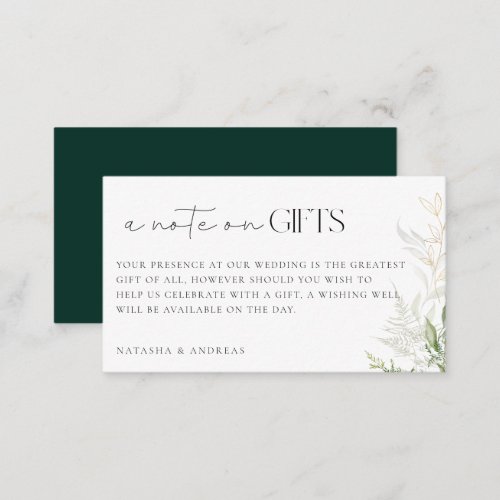 Wild Forest A Note On Gifts Wedding Enclosure Card