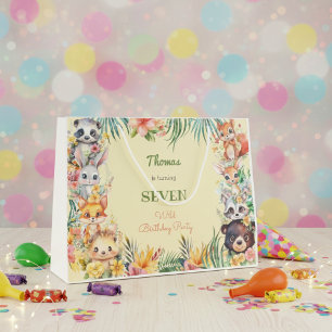 Wild forest animals kids birthday large gift bag